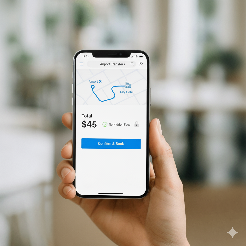 Booking confirmation for a fixed price ride shown on a smartphone